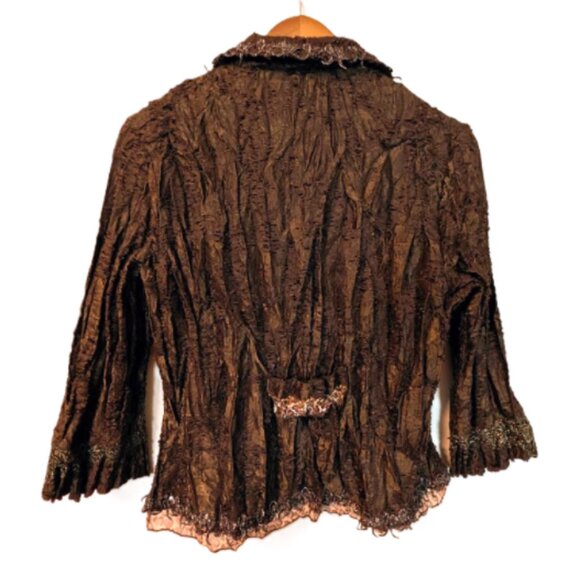 NWOT Ness Crinkled Stretch Lace Sequin Ruffle - Picture 7 of 11